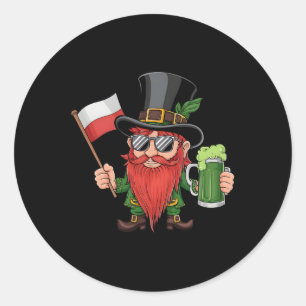 Funny Polish St. Patrick's Day Poland Flag  Classic Round Sticker