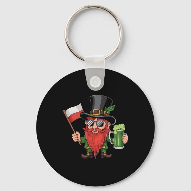 Funny Polish St. Patrick's Day Poland Flag  Key Ring (Front)