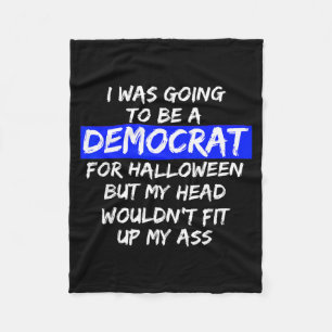 Funny Political Halloween Shirt - Democrat Head up Fleece Blanket