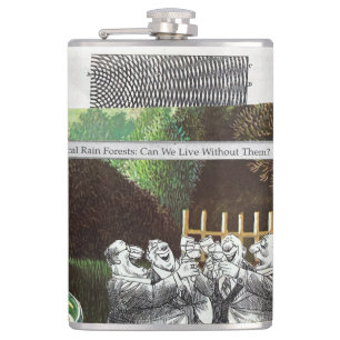 Funny Political Joke Forest Climate Change Satire Hip Flask