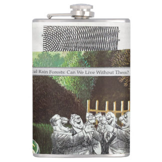 Funny Political Joke Forest Climate Change Satire Hip Flask