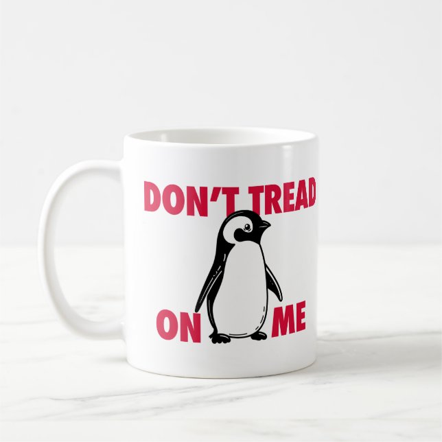 Funny Political Meme Penguin Tariff Coffee Mug (Left)