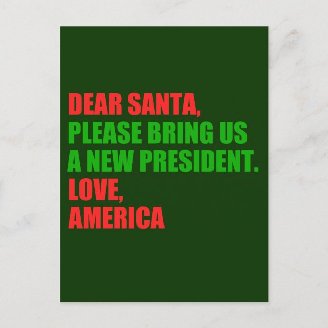 Funny Political New President For Christmas Holiday Postcard (Front)
