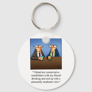 Funny Politics and Drinking Cartoon Gift! Key Ring