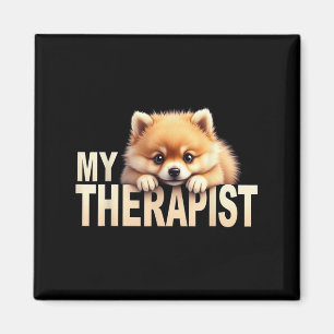 Funny Pom Puppy My Therapist Pomeranian Dog  Magnet