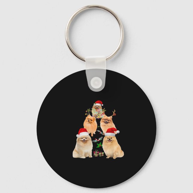 Funny Pomeranian Christmas Tree Decor Ornament Cos Key Ring (Front)