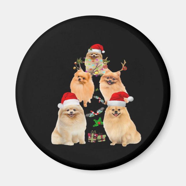 Funny Pomeranian Christmas Tree Decor Ornament Cos Magnet (Front)