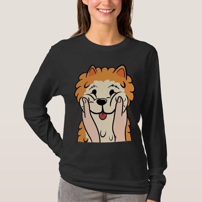 Funny Pomeranian Chubby Cheeks T-Shirt (Front)