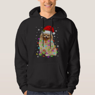 Funny Pomeranian Dog Santa Hat Christmas Lights Lo Hoodie