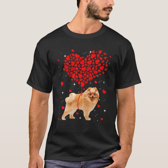 Funny Pomeranian Dog Valentine Pet Puppy Dog Lover T-Shirt (Front)