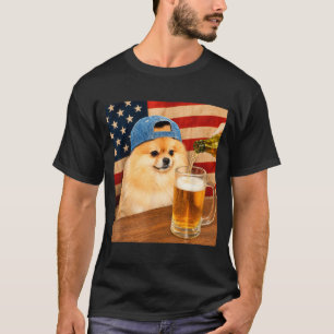 Funny Pomeranian Drinking Beer Dog Meme Art T-Shirt