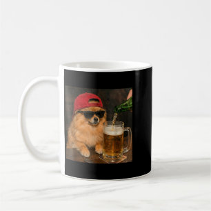 Funny Pomeranian Drinking Beer Puppy Dog Meme Men Coffee Mug
