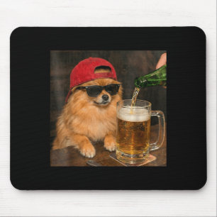 Funny Pomeranian Drinking Beer Puppy Dog Meme Men Mouse Pad