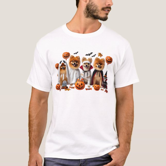 Funny Pomeranian Halloween Dog Lover T-Shirt (Front)
