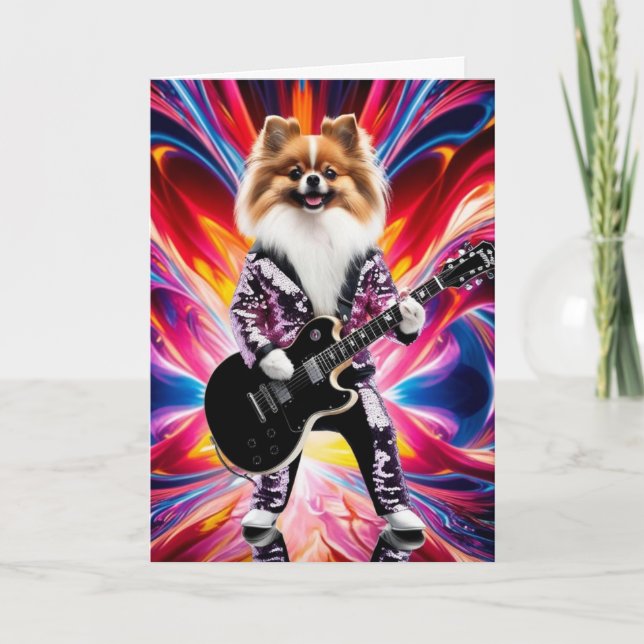 Funny Pomeranian Rock Star Card (Front)
