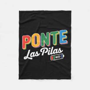 Funny ponte las pilas battery saying retro colorfu fleece blanket