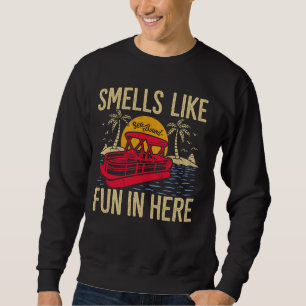 Funny Pontoon Boat Art For Grandpa Boating Men Sai Sweatshirt