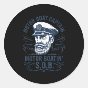 Funny Pontoon Boat Captain Dad Motor Boat Captain Classic Round Sticker