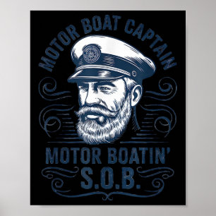 Funny Pontoon Boat Captain Dad Motor Boat Captain Poster
