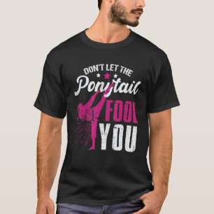 Funny Ponytail Girl Karate Taekwondo Judo Kickboxi T-Shirt