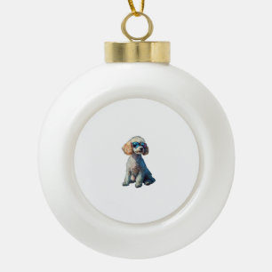 Funny Poodle Animal Lover Dogs Graphic Cute Dog Ow Ceramic Ball Christmas Ornament