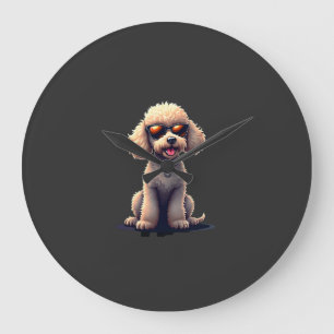 Funny Poodle Animal Lover Dogs Graphic Cute Dog Ow Large Clock