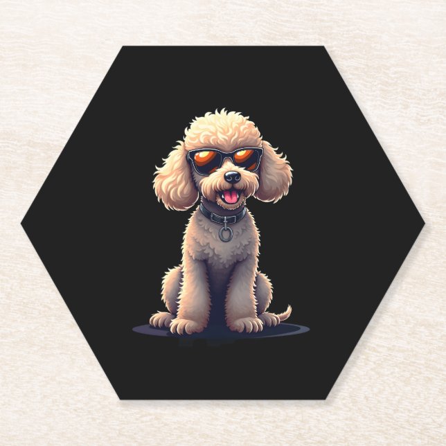 Funny Poodle Animal Lover Dogs Graphic Cute Dog Ow Paper Coaster (Front)