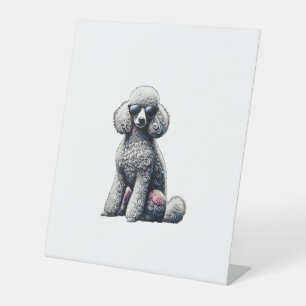 Funny Poodle Animal Lover Dogs Graphic Cute Dog Ow Pedestal Sign