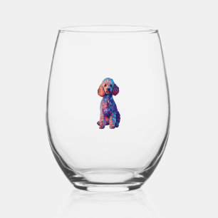 Funny Poodle Animal Lover Dogs Graphic Cute Dog Ow Stemless Wine Glass
