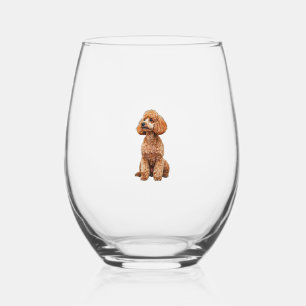Funny Poodle Animal Lover Dogs Graphic Cute Dog Ow Stemless Wine Glass
