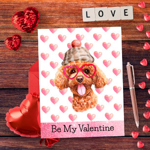 Funny Poodle Be My Valentine Dog Valentine's Holiday Postcard