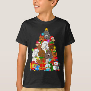 Funny Poodle Christmas Tree Lights Gift Dog Lover T-Shirt