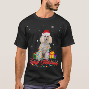 Funny Poodle Dog Christmas Santa Christmas Lights T-Shirt