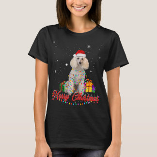 Funny Poodle Dog Christmas Santa Christmas Lights T-Shirt