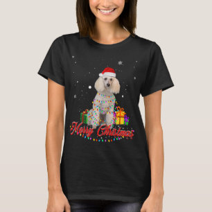 Funny Poodle Dog Christmas Santa Christmas Lights T-Shirt