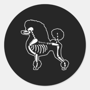 Funny Poodle Dog Skeleton Halloween Doodle Dogs Lo Classic Round Sticker