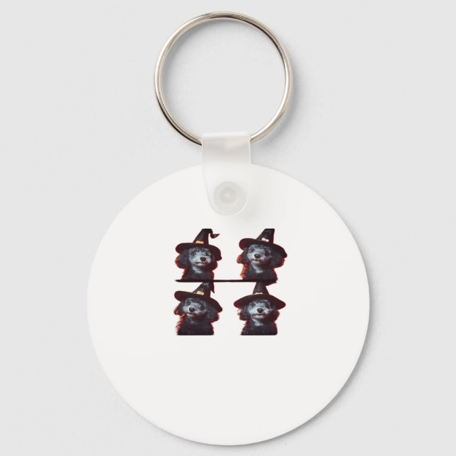 Funny Poodle Halloween Costume � Cute Dog Photoboo Key Ring (Front)