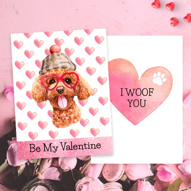 Funny Poodle I Woof You Dog Valentine's Day Holiday Card (Creator Uploaded)