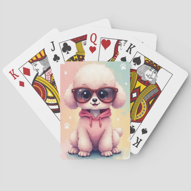 Funny Poodle Kawaii Dog Playing Cards (Back)