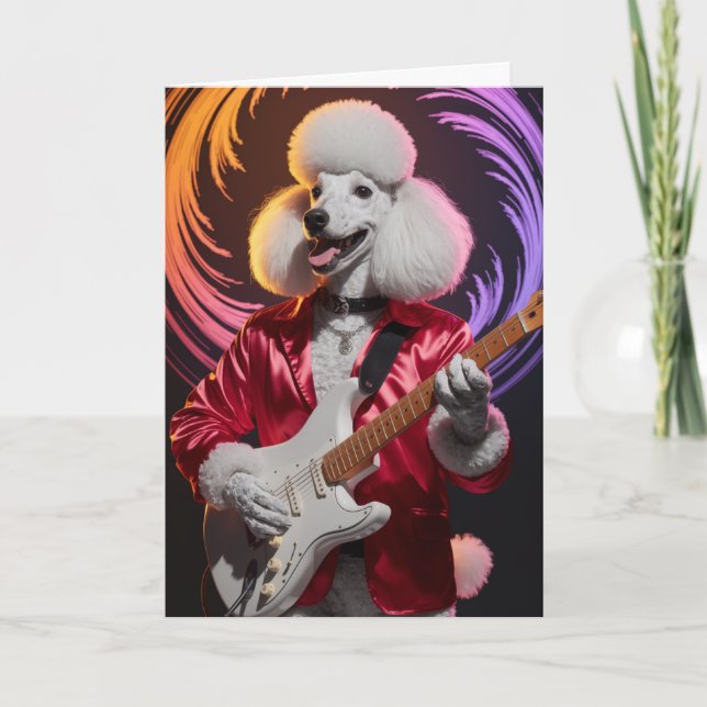 Funny Poodle Rock Star Card (Front)