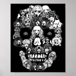 Funny Poodle Skull Dog Skeleton Halloween Poster