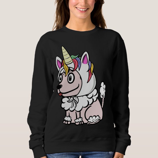 Funny Poodle Unicorn Hat Sweatshirt (Front)