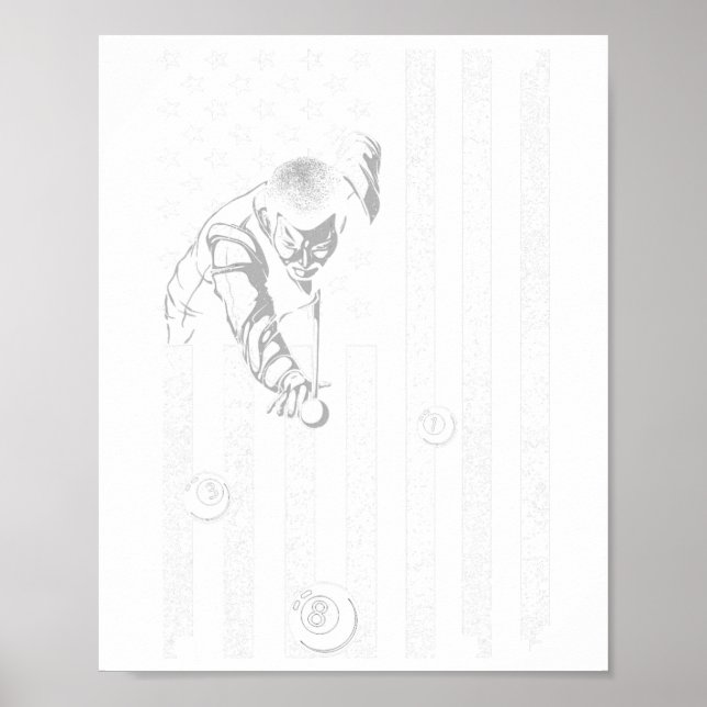 Funny Pool Art For Men Women Billiard Lover Us Poo Poster (Front)