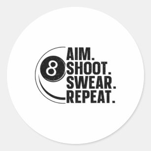 Funny Pool Art For Men Women Billiards Lover Pool  Classic Round Sticker