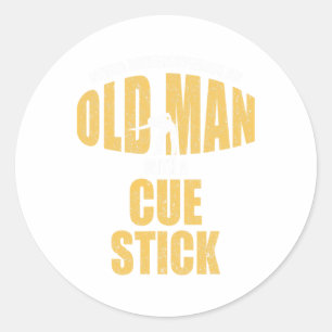 Funny Pool Billiard Player Snooker Old Man With A Classic Round Sticker