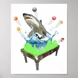 Funny Pool Billiards Shark Poster
