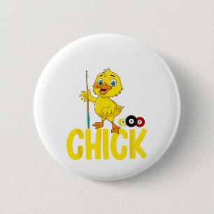 Funny Pool Chick 8 Ball Women Cute Billiards Ladie 6 Cm Round Badge