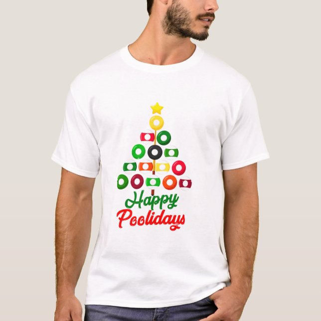 Funny Pool Christmas Tree T-Shirt (Front)