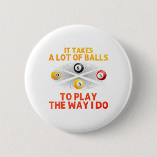 Funny Pool Design For Men Boys Billiard Lover Pool 6 Cm Round Badge