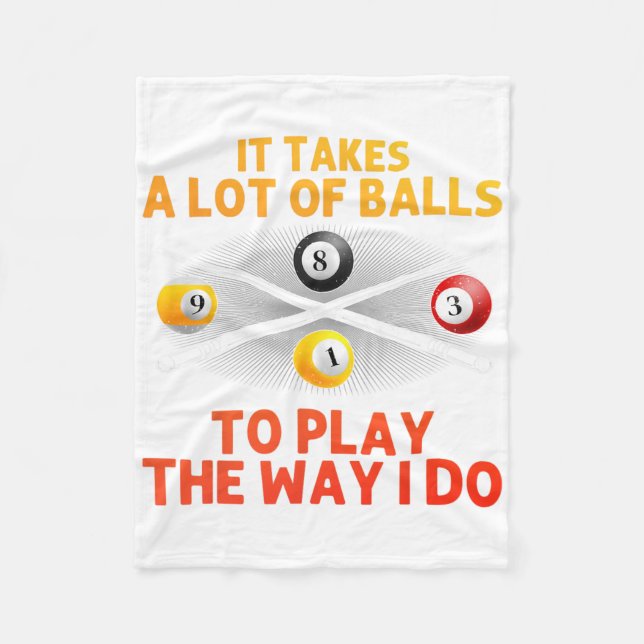 Funny Pool Design For Men Boys Billiard Lover Pool Fleece Blanket (Front)